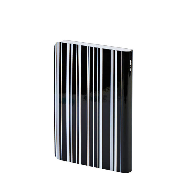 Nuuna, Notizbuch, Flex-Cover aus recyceltem Leder Seiten minidots, schwarz und weiss, Pret a ecrire Motiv,detail